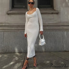 Knitted Sleeves Gown and Women Long Sweater Shoulder Off with Design