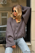 Knitted V Neck Loose Lazy Fit Cardigan