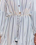 Kona Striped Adjustable Balloon Sleeve Dress