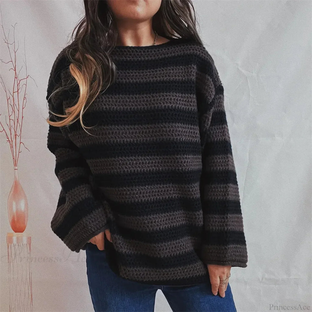 Korean Style Striped Oversized Sweater