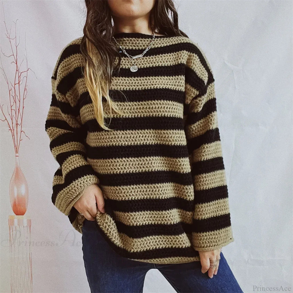Korean Style Striped Oversized Sweater