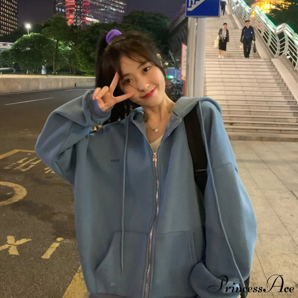 Korean Version Oversized Solid Color Hoodies