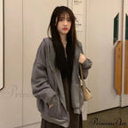 Korean Zip Up Oversized Hoodie