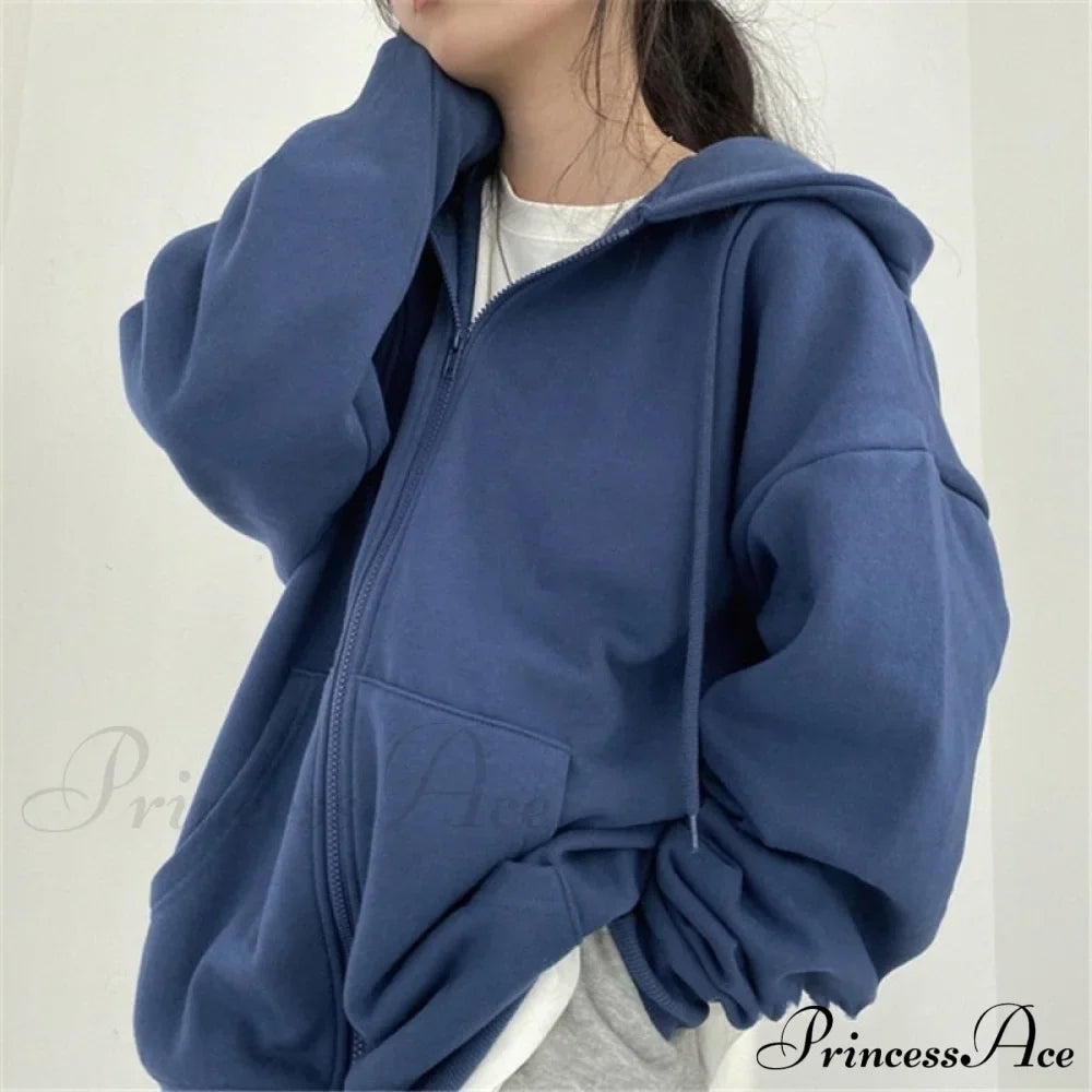 Korean Zip Up Oversized Hoodie