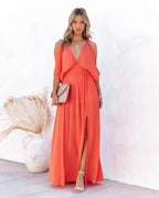 Korrine Cold Shoulder Maxi Dress Coral
