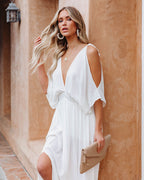 Korrine Cold Shoulder Maxi Dress Off White