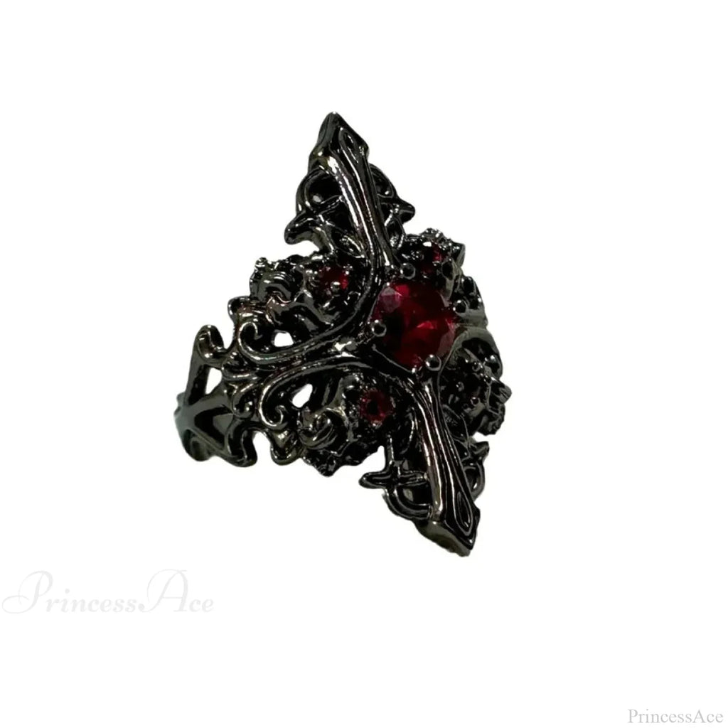 Kpop Y2K Crystal Heart Changeable Gothic Ring