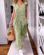 Madison Exclusive Dress with V Neck and Short Sleeves Everyday Luxe Edit