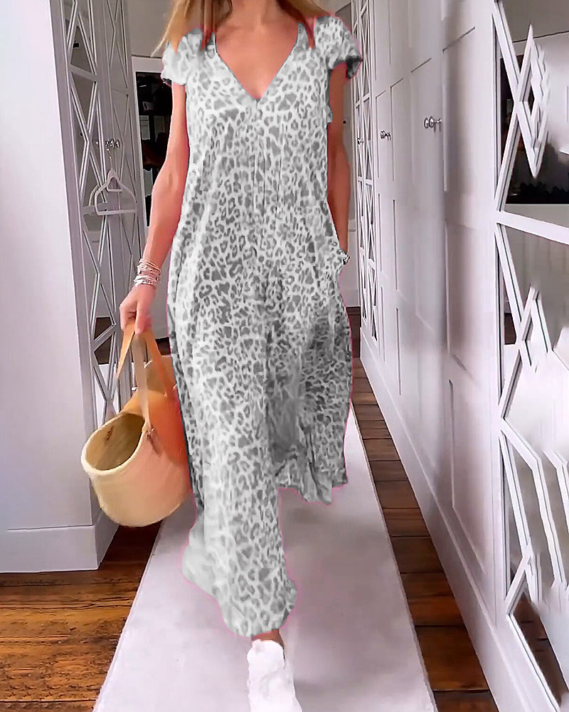 Zenaida Elevated Dress with V Neck and Short Sleeves Evening Wear Edit