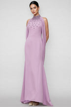 Tiana Purple Shawl Embellished Maxi Dress