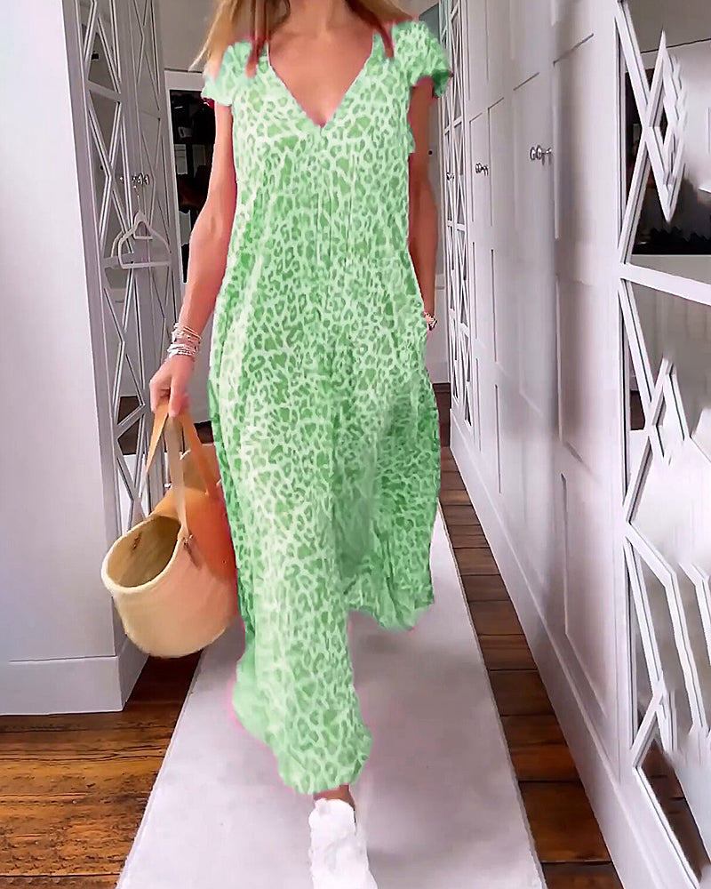 Zenaida Elevated Dress with V Neck and Short Sleeves Evening Wear Edit