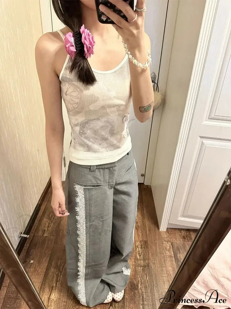 Lace Baggy High Charming Waist Loose Trousers