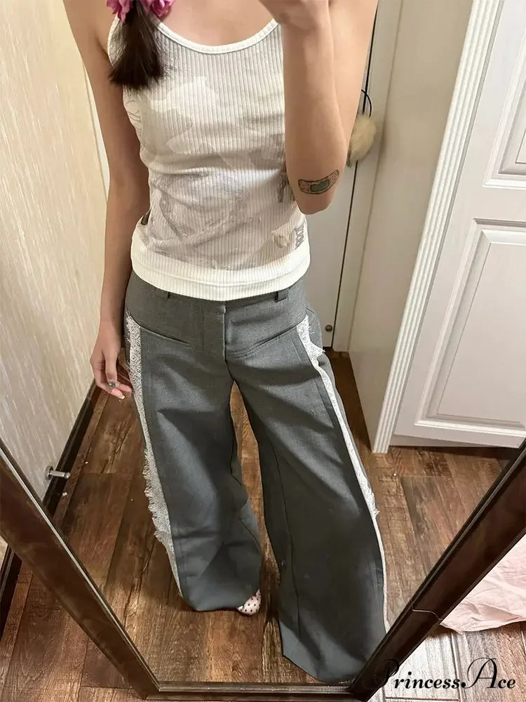 Lace Baggy High Charming Waist Loose Trousers
