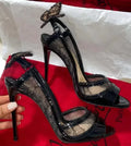 Lace Bow Gothic Slingback Sandals Tall Heel