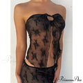 Lace Bustiers Corsets Strapless Off Shoulder Tubes Party Mesh See Through Tank Summer Mini Vest New Tank top