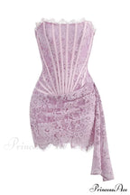 Lace Corset Stylish Draped Mini Dress