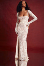 Autumn Elevated Lace Bodycon Long Dress for Women Premium Wardrobe Essential