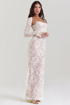 Autumn Elevated Lace Bodycon Long Dress for Women Premium Wardrobe Essential
