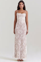 Meira - Shoulder - On Floral Lace Maxi Dress