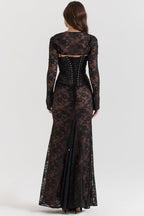 Autumn Elevated Lace Bodycon Long Dress for Women Premium Wardrobe Essential
