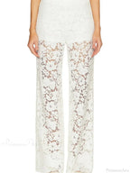 Lace Floral Loose Wide Leg See-Through Mesh Pant