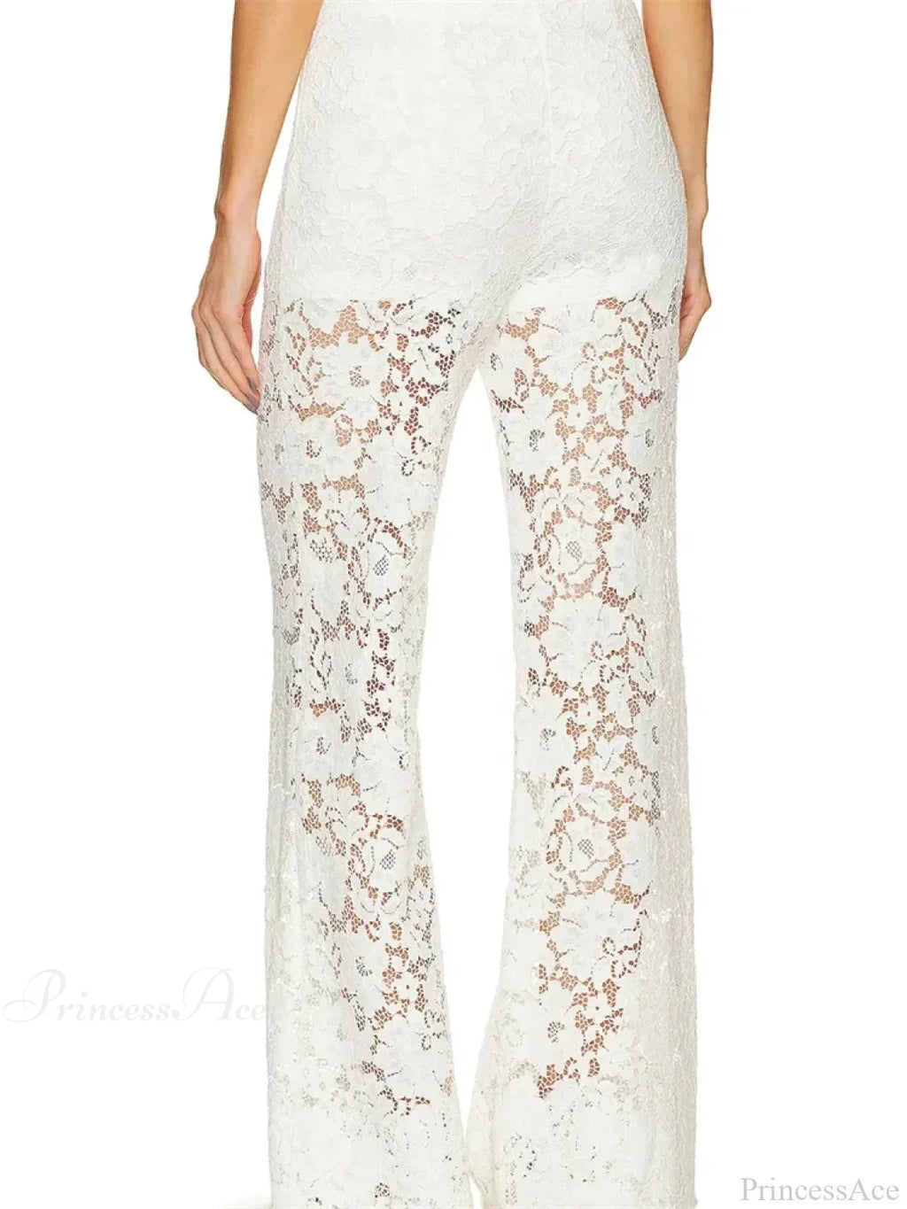 Lace Floral Loose Wide Leg See-Through Mesh Pant