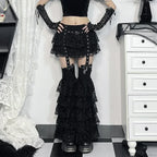 Lace Layered Eyelet Mini Skirt