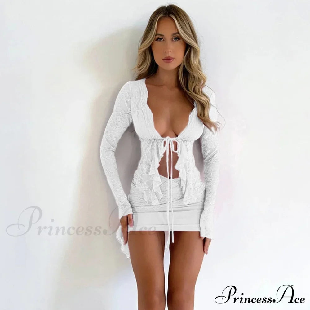 Lace Gown and Irregular Skirt Set