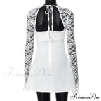 Lace Long Stylish Sleeve Mini Dress