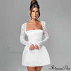 Lace Long Stylish Sleeve Mini Dress