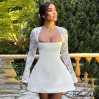 Lace Long Stylish Sleeve Mini Dress