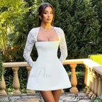 Lace Long Stylish Sleeve Mini Dress
