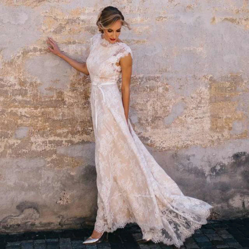 Lace Mermaid Long Train Wedding Dress