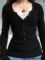 Lace Paneled Graceful Brown Tank Top