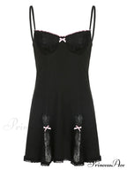 Sexy Black Lace Detail Mini Dress