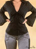 Lace Paneled Long Trendy Sleeve Blouse