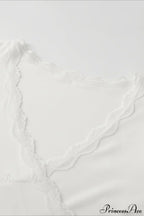 Lace Paneled V-Neck Tie-Waist Long-Sleeve Slim Knit Top