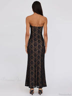Lace Party Strapless Bodycon Long Floral Dress
