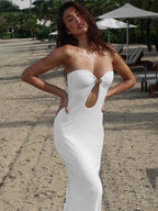 Lace Party Strapless Bodycon Long Floral Dress