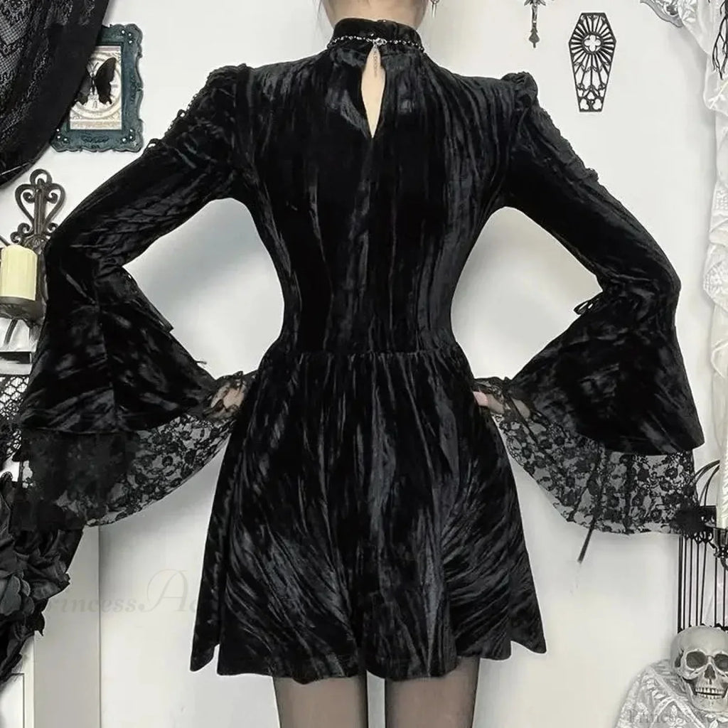 Lace Patchwork Flare Mini Dress
