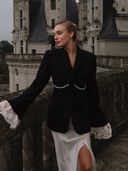 Lace Patchwork Flare Sleeve Coat