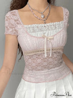 Lace Patchwork Graceful Butterfly Print Dress