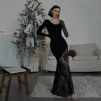 Lace Patchwork Transparent Maxi Dress