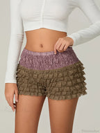 Lace Ruffled Tiered Patchwork Short