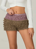 Lace Ruffled Tiered Patchwork Short