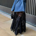 Lace Sheer A-Line Vintage Floral See-Through Skirt