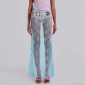 Lace Sheer Maxi Split Sexy See Through Cover Up Beach Skirt