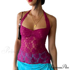 Lace Solid Chic Basic Casual Slim Fit Summer Stylish Elegant Crop Top