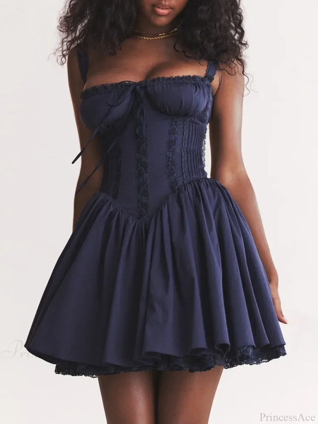 Lace Splicing Strap Mini Dress
