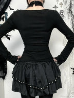 Lace Square Collar Knit Top